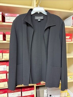 Ellen Tracy Black Open-Front Coat